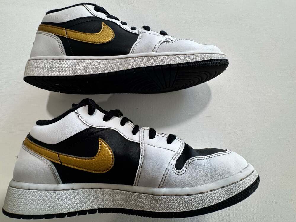 Air Jordan 1 Low 'White Metallic Gold-Black' Sneakers - Picture 7 of 13